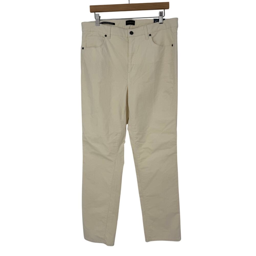 Talbots Corduroy Straight Leg Pants Size 12 Ivory Cream High Rise NWT Minimalist - Picture 3 of 13